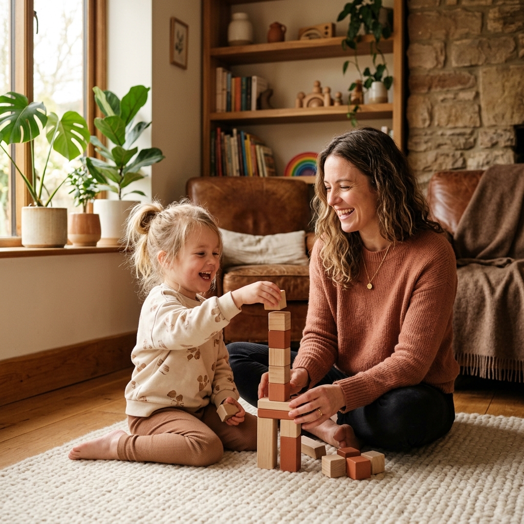 Mother and child playing together